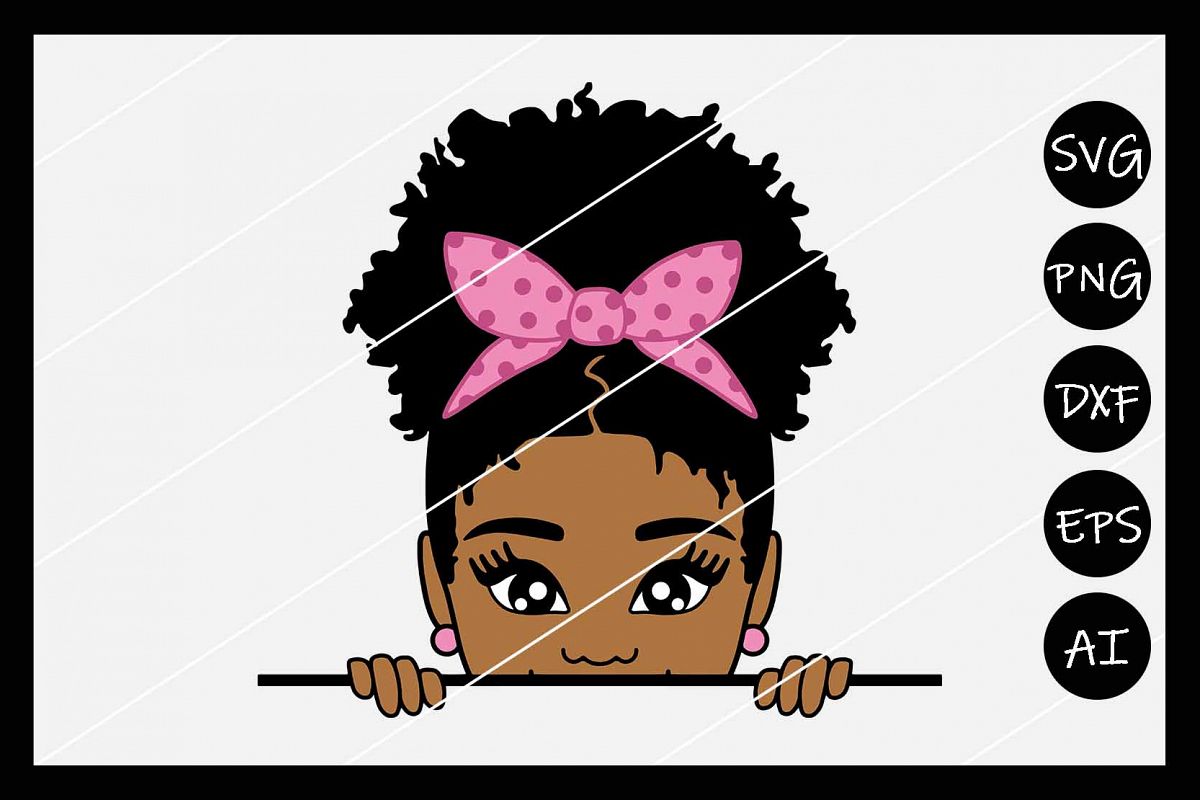 African American Afro Girl Puff SVG, Silhouette Cameo, Cut example image 1