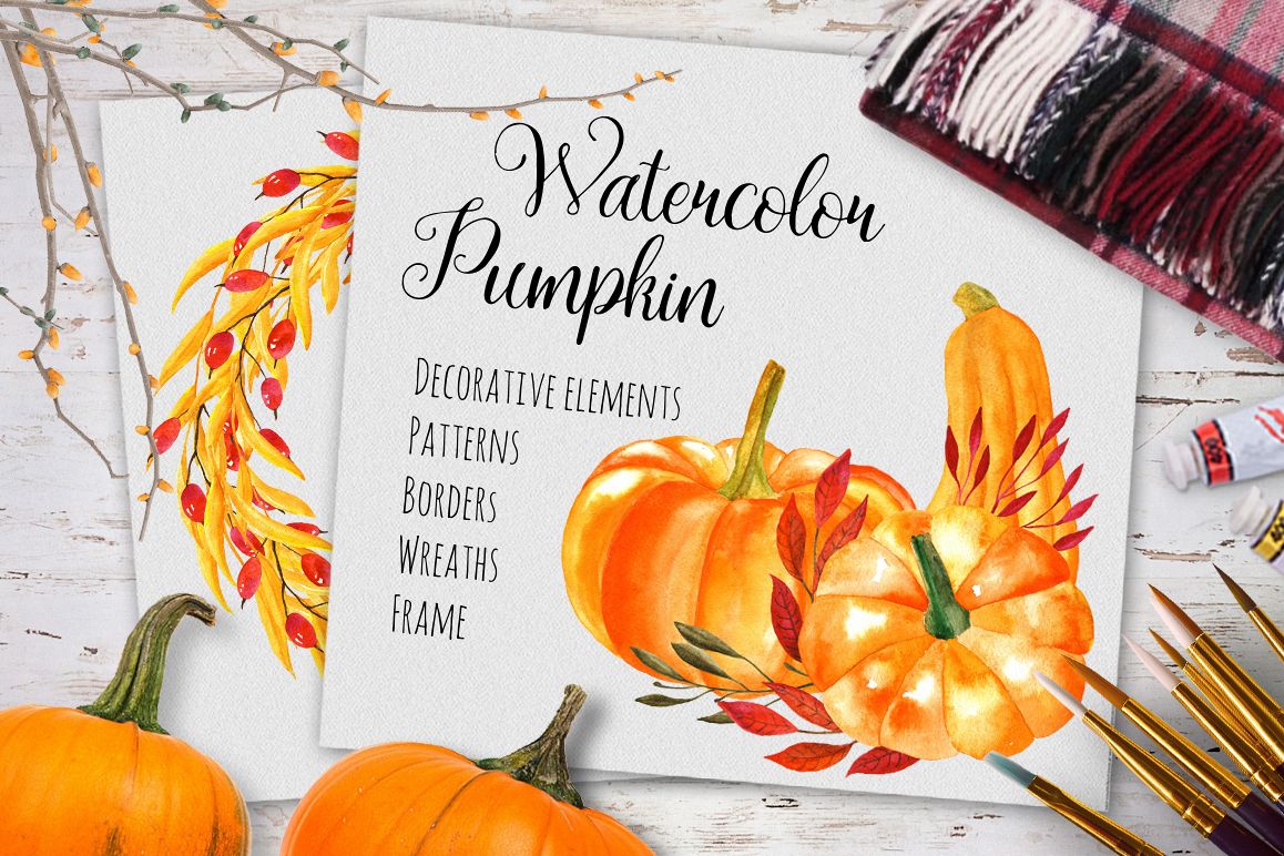 Watercolor pumpkin example image 1