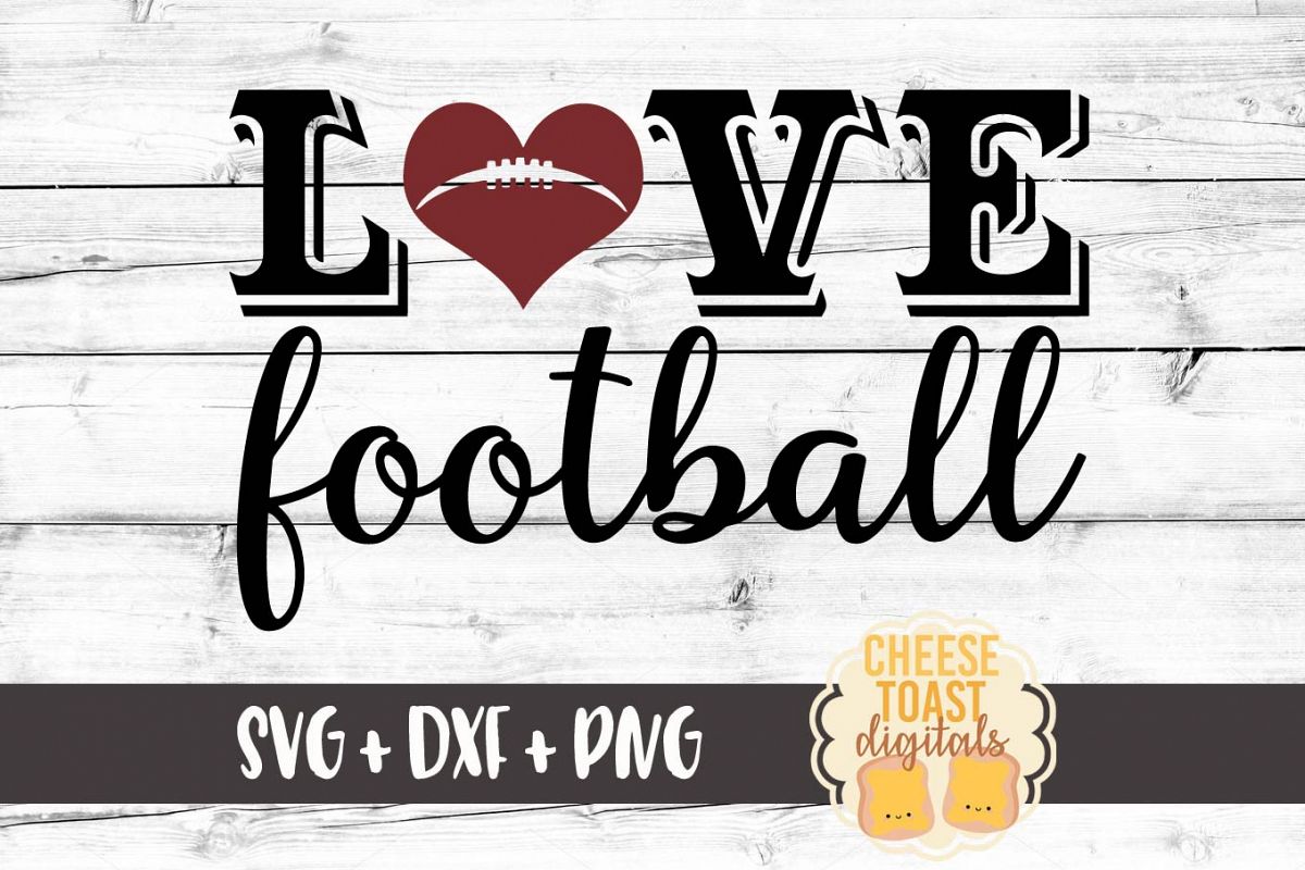 Love Football - Sport Design - SVG PNG DXF Cut Files example image 1