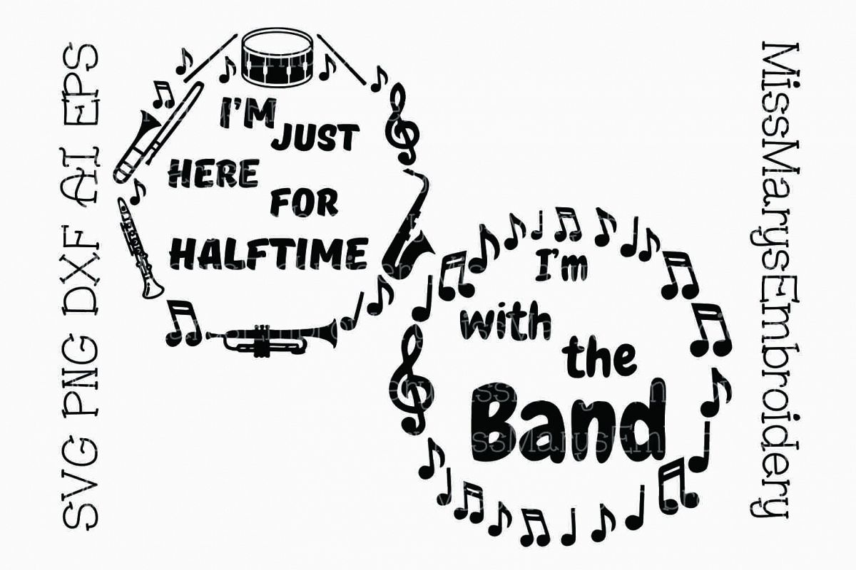 Marching Band Musical Monogram Frames SVG Cutting File PNG DXF AI EPS