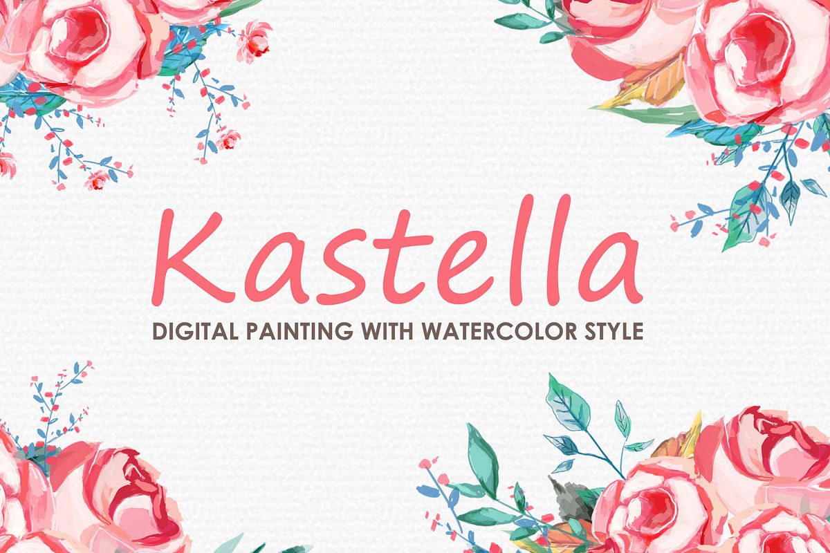 Kastella - Digital Watercolor Floral Flower Style Clipart example image 1