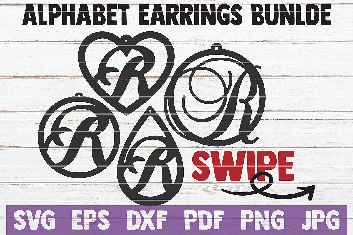 Alphabet Earrings Bundle | SVG Cut Files | commercial use example image 1