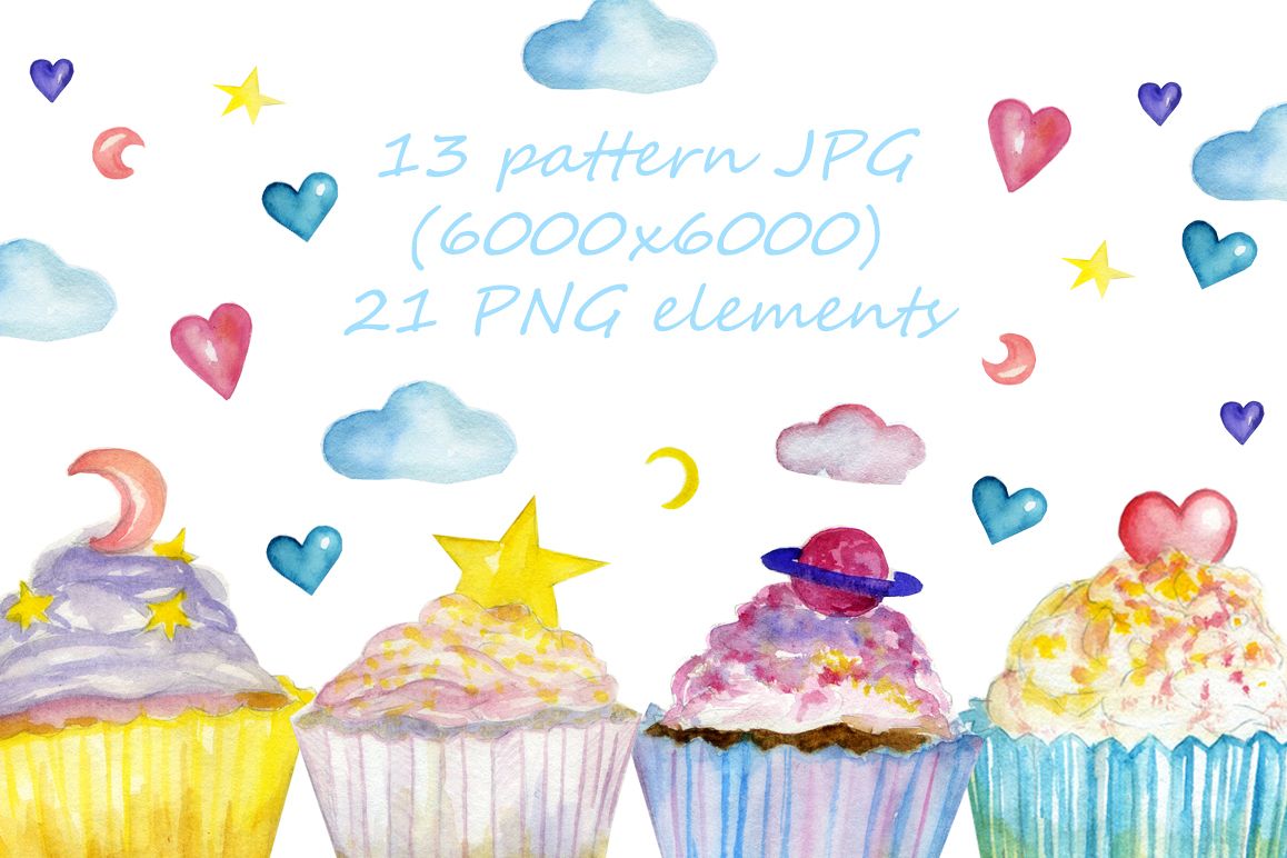 watercolor sweet cakes example image 1