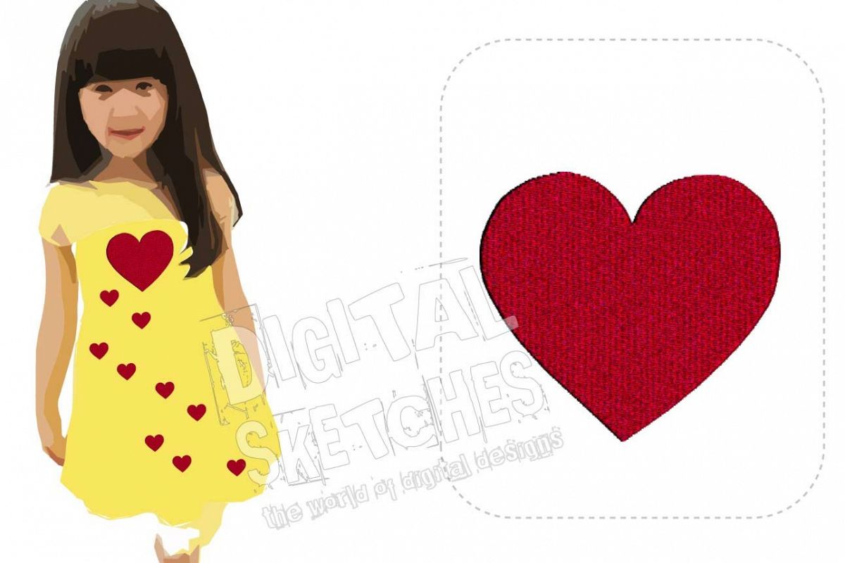 Heart Machine Embroidery Design 4 Sizes example image 1