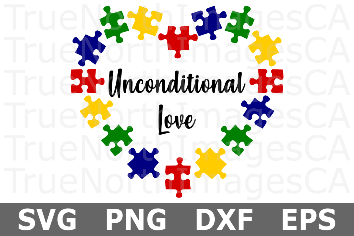 Unconditional Love Puzzle Heart - An Autism Awareness SVG Cu example image 1
