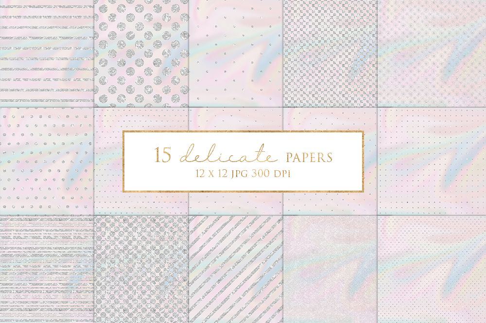 15 Silver Glitter stripes and Dots Digital Paper Pack example image 1