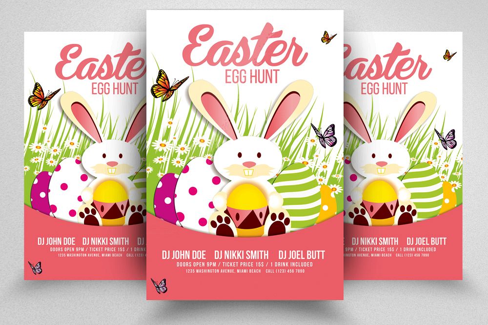 Egg Hunt Easter Flyer Print Template example image 1