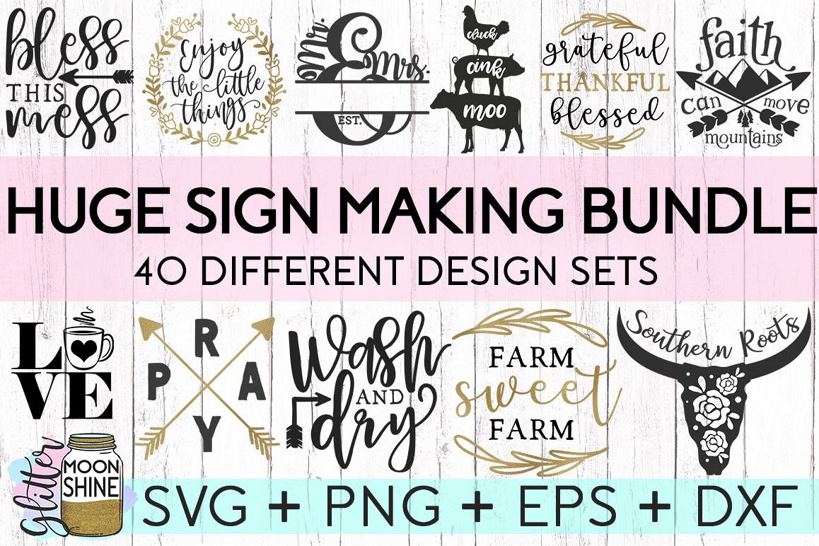 HUGE Sign Making Bundle Of 40 SVG DXF PNG EPS Cutting Files example image 1