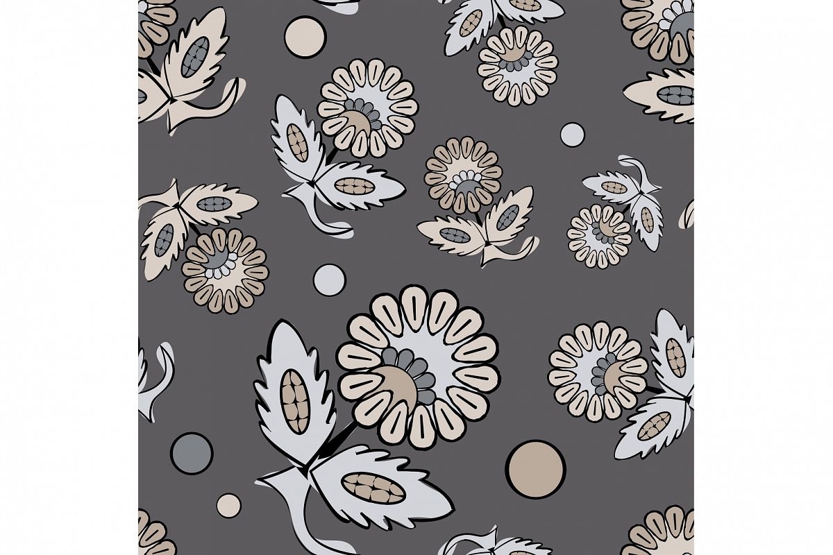 Ethnic boho seamless pattern with decorative flowers. Russian. Print. Cloth design, wallpaper. example image 1