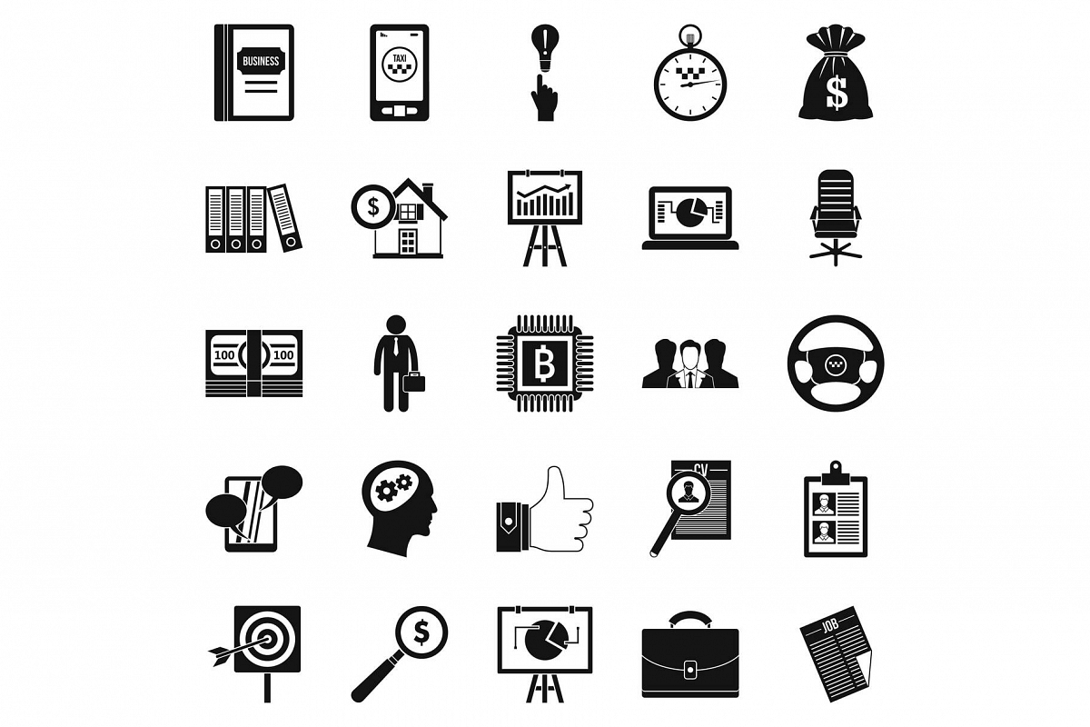 Work week icons set, simple style example image 1