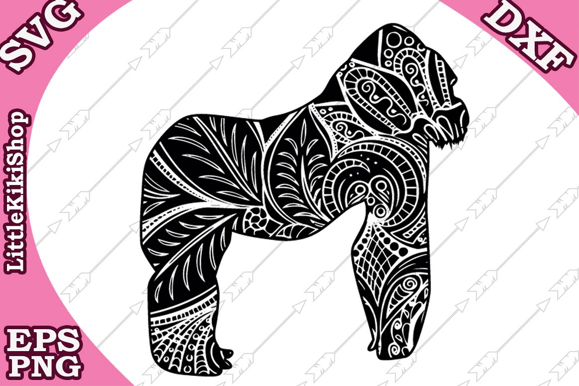 Gorilla Svg Mandala Gorilla SvgZentangle Svg,safari Svg example image 1