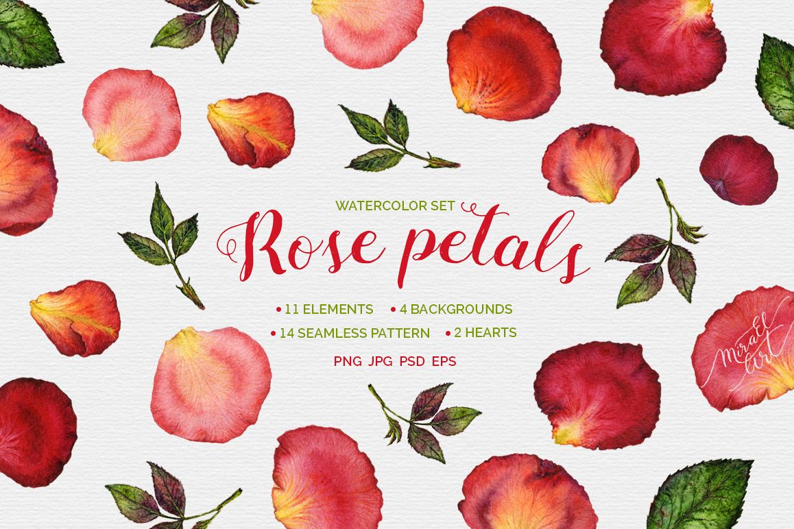 Floral watercolor rose petals example image 1