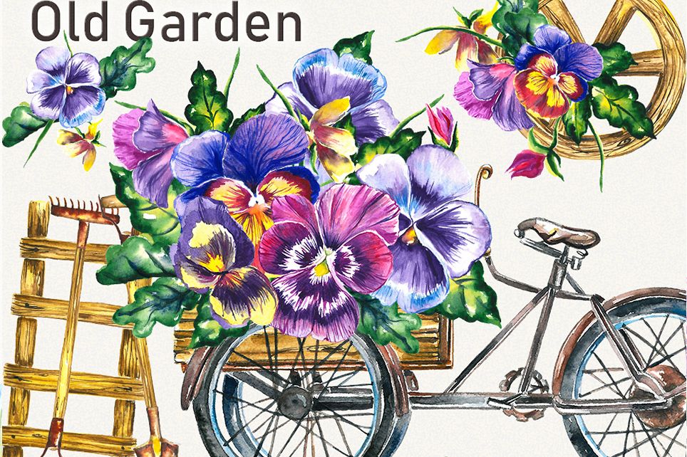 Garden clipart, spring clipart, garden tools,pansy clipart example image 1