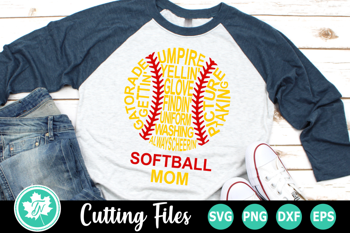 Softball Mom Words - A Sports SVG Cut File example image 1