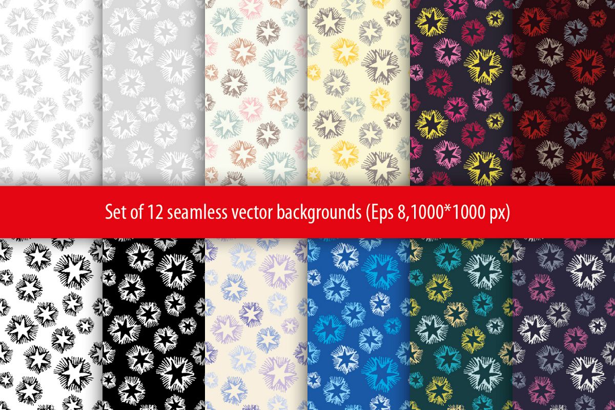 Set of 12 boho seamless vector backgrounds. example image 1