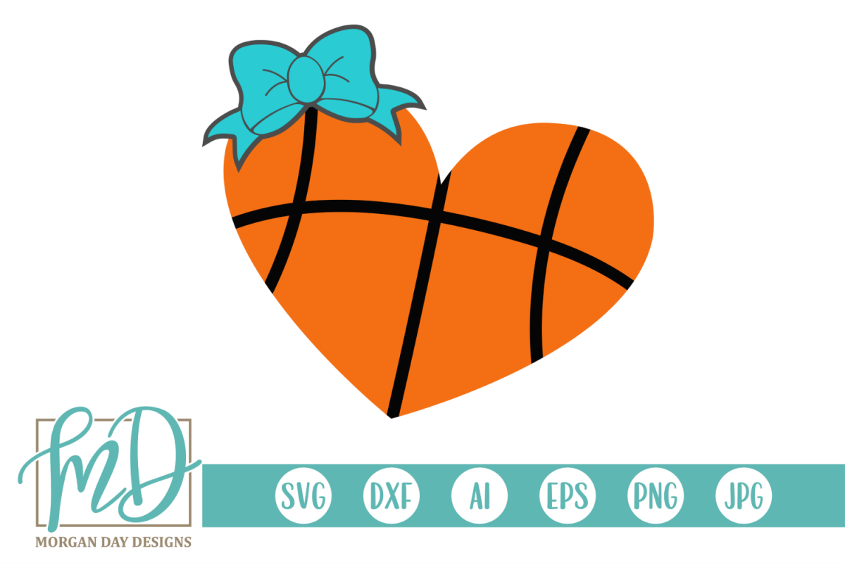 Basketball Heart SVG, DXF, AI, EPS, PNG, JPEG example image 1