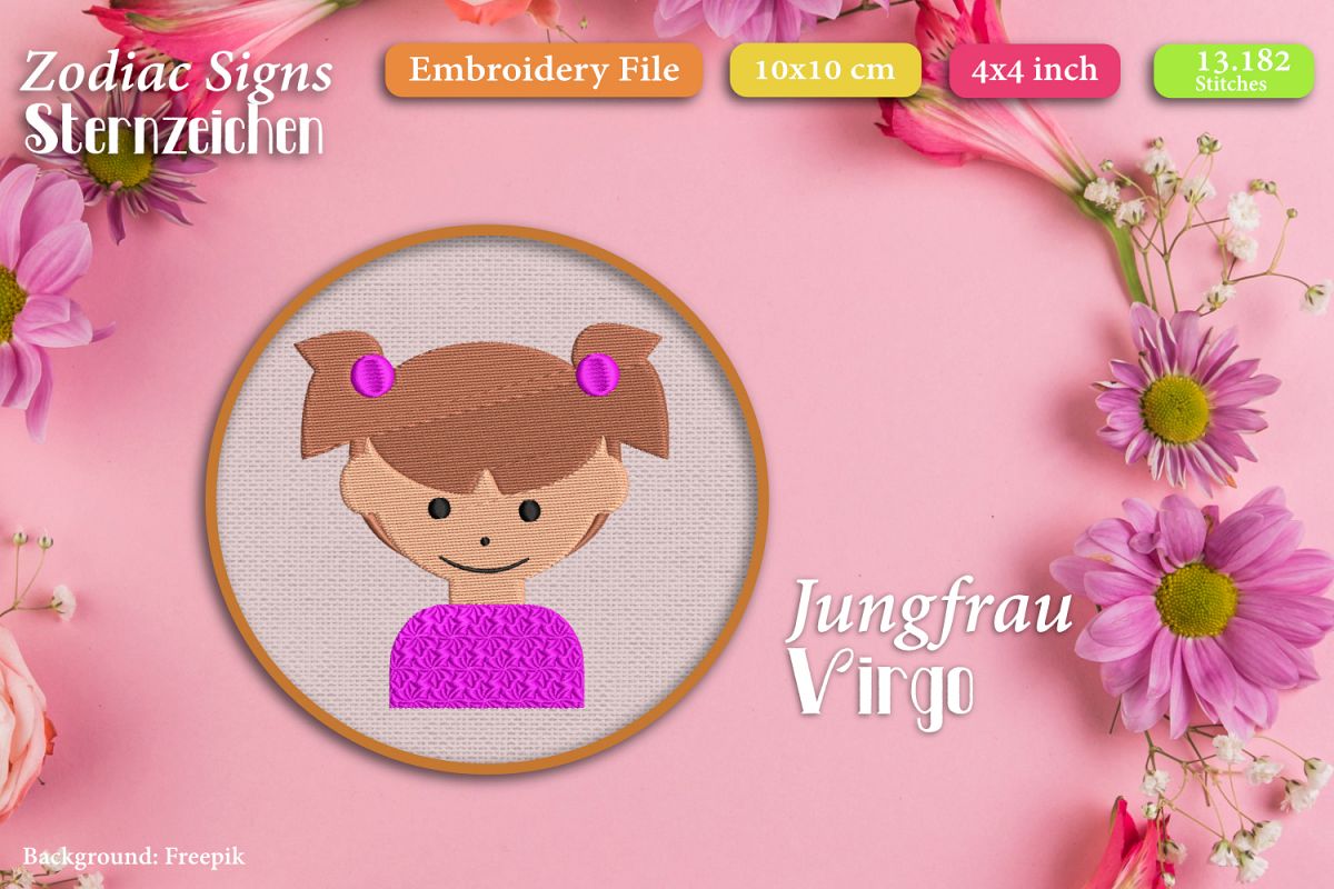 Zodiac sign - Virgo - Embroidery Files example image 1
