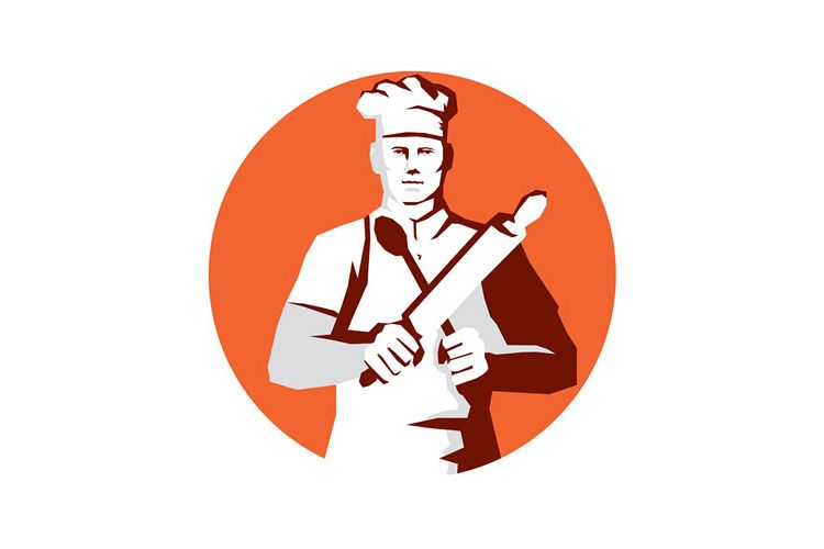 Chef Cook Rolling Pin Spatula Stencil example image 1