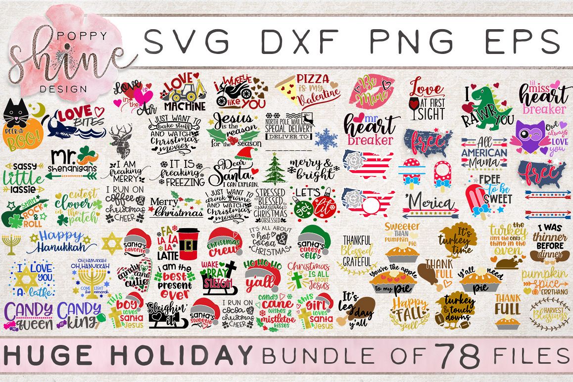 Download HUGE Holiday Bundle of 78 SVG PNG EPS DXF Cutting Files (161804) | SVGs | Design Bundles