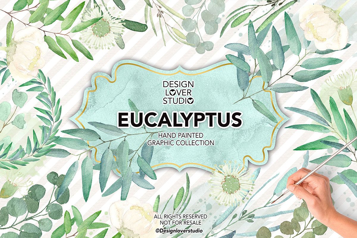 Watercolor Eucalyptus Leaves example image 1