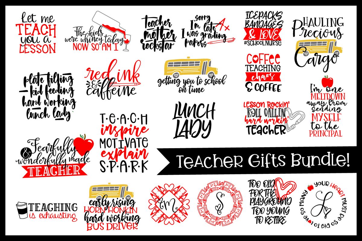 Teacher Gifts Bundle - 24 SVG's for the Whole Staff! example image 1