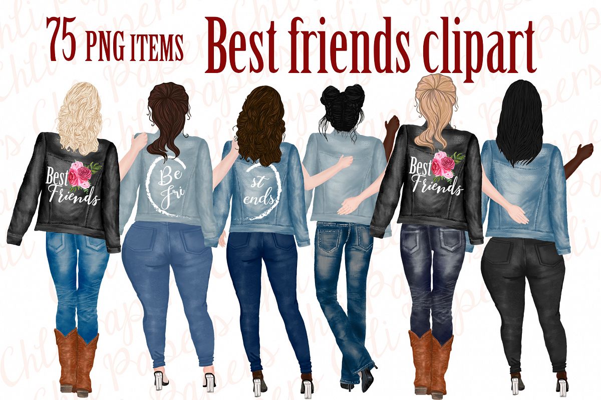 Best Friends Clipart,Jeans and legs,plus size girls