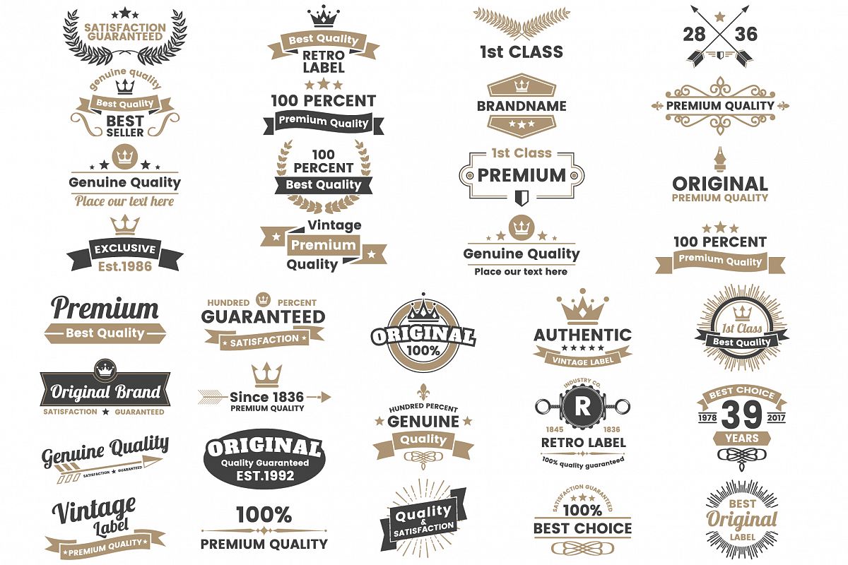Vintage Badge & Objects Vector Set example image 1