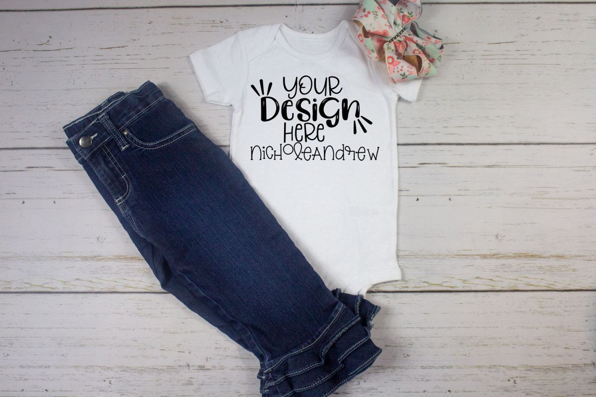 Toddler Girl Ruffle Jean Mock Up example image 1