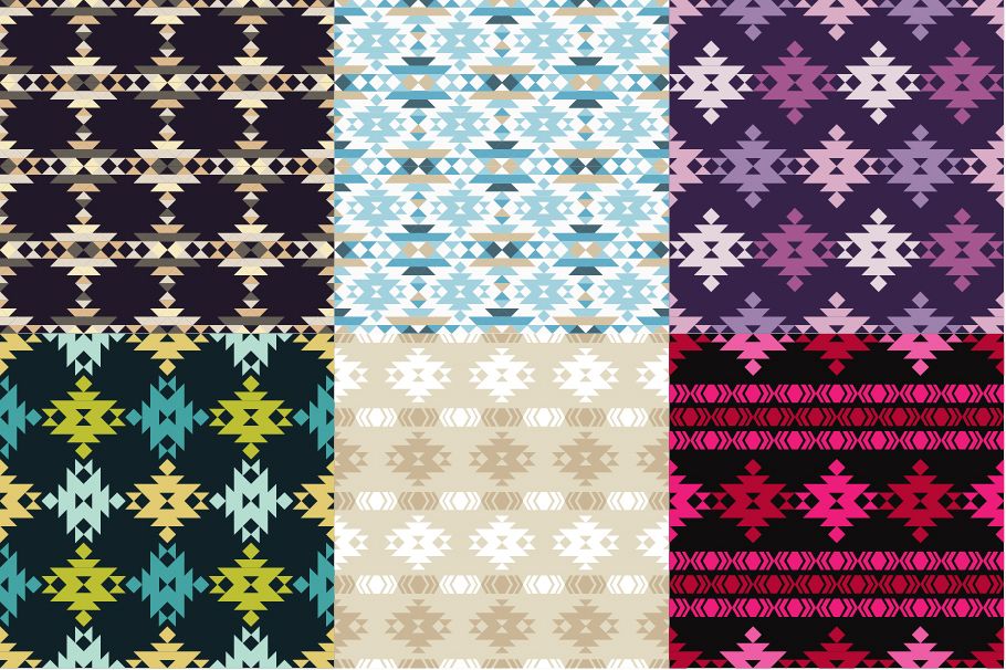 Set of 6 Ethnic boho seamless pattern. Tribal pattern. example image 1