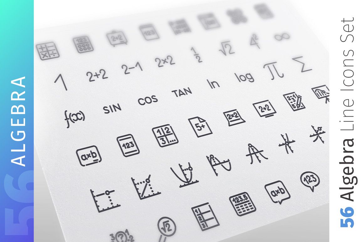 Algebra Line Icons Set example image 1