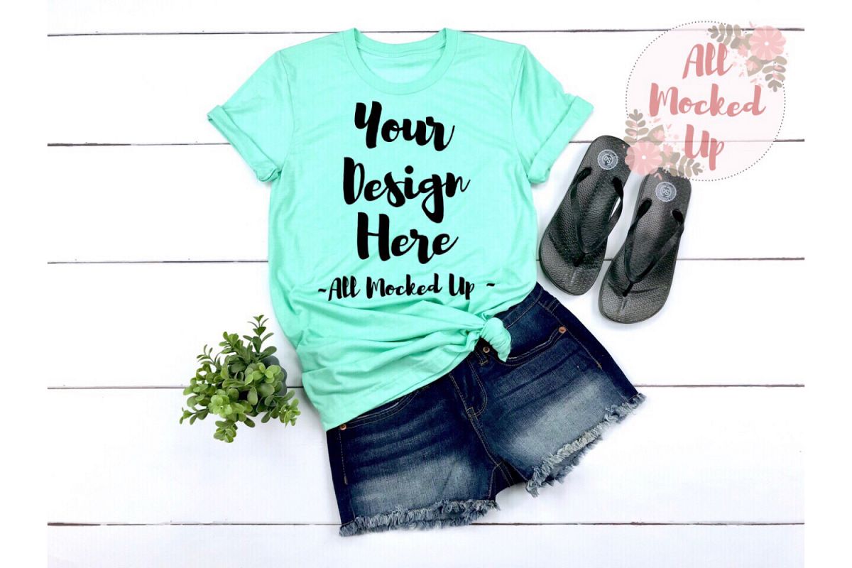 Bella Canvas 3001 / 3413 MINT Shirt Mock Up - 3/19 example image 1