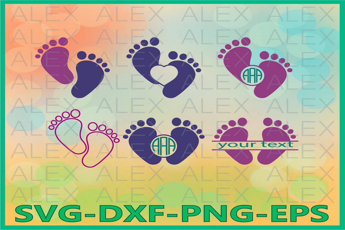 Baby Feet Svg, Baby Monogram Svg example image 1