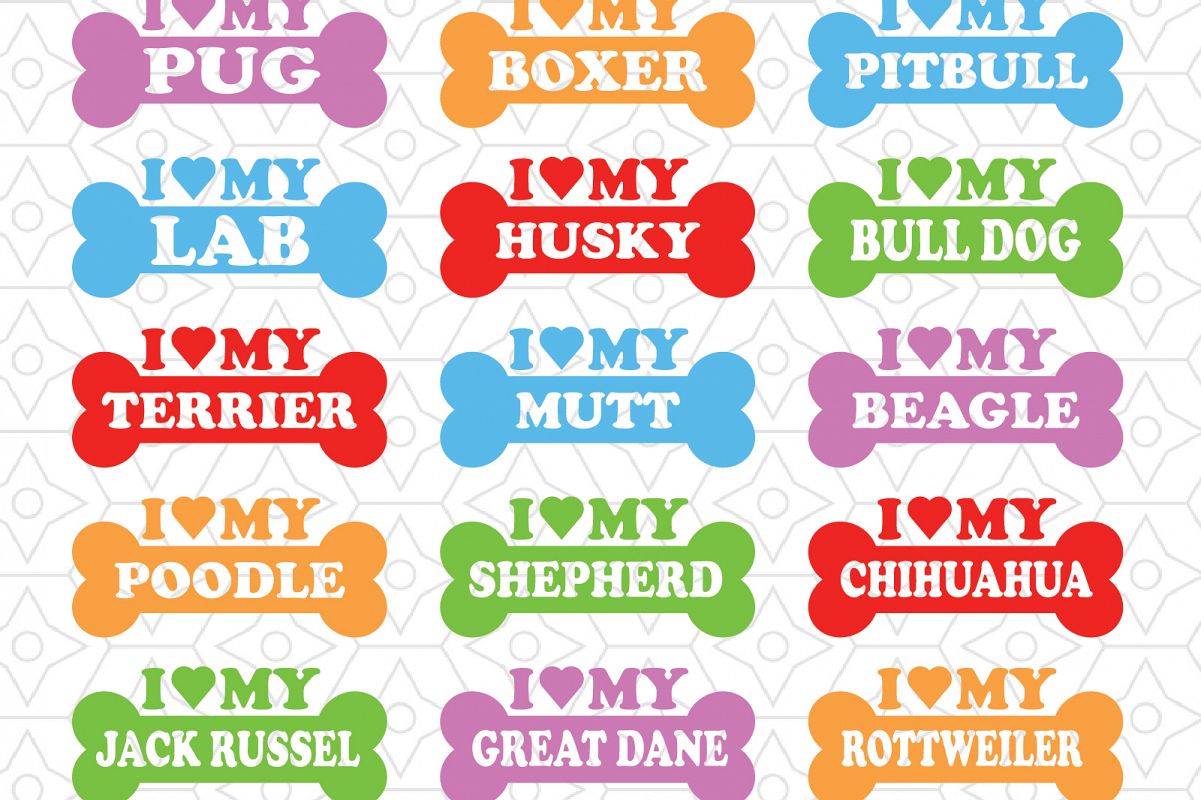 Download I Love My Dog Decal Collection, SVG, DXF and AI Vector ...
