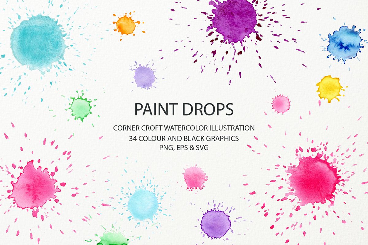 Watercolor paint drop and paint splatter effect for instant (304456