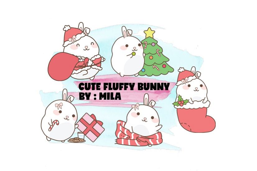 KAWAII BUNNY CLIPART BUNDLE PNG example image 1