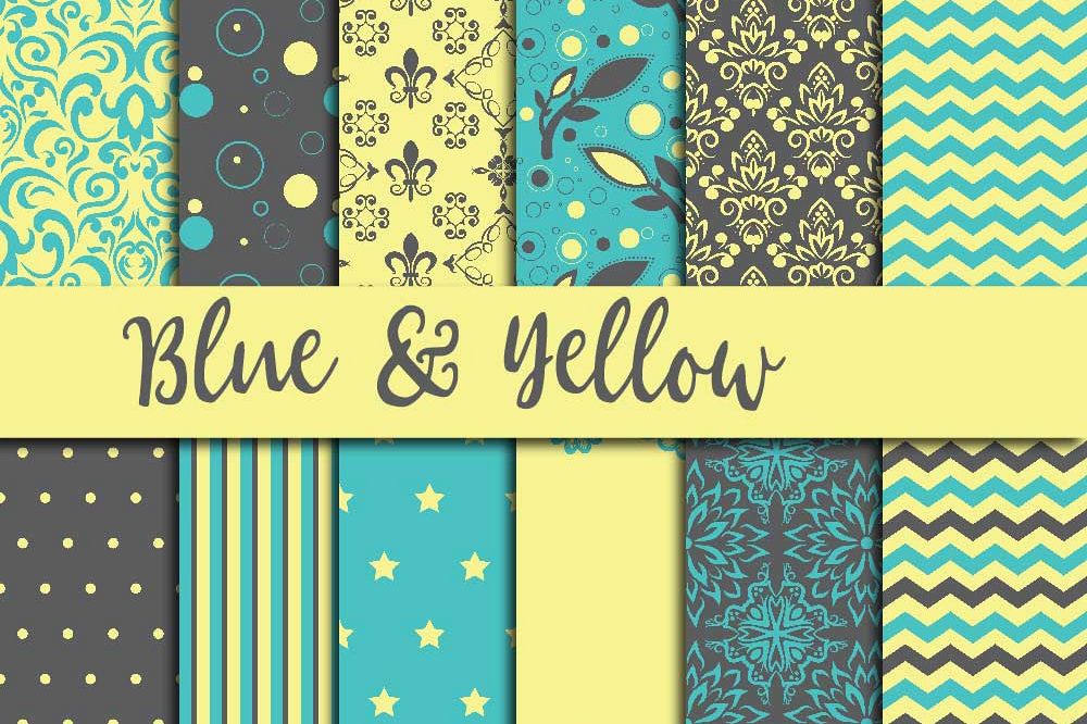 Blue & Yellow Digital Paper example image 1