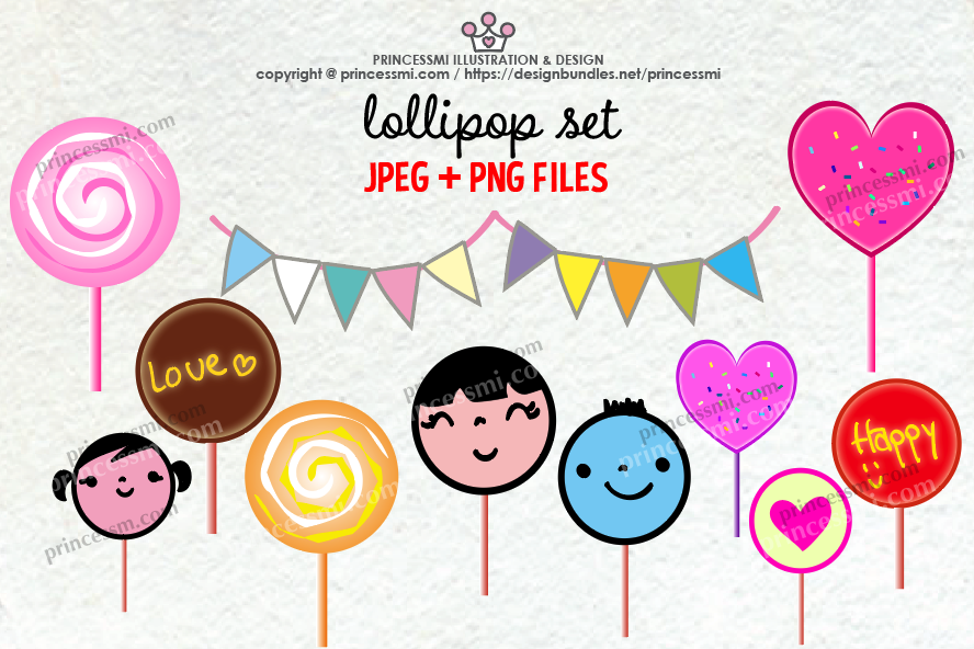 Cute lollipop clipart set example image 1