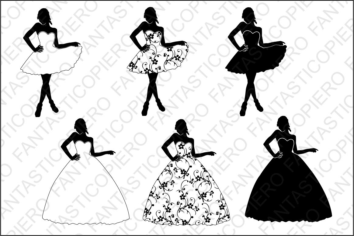 Download Woman in dress 3 SVG files for Silhouette Cameo and Cricut ...