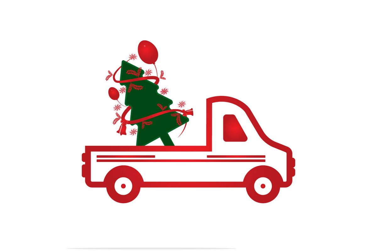 Christmas truck back with tree svg, dxf, pdf, jpeg, png file example image 1