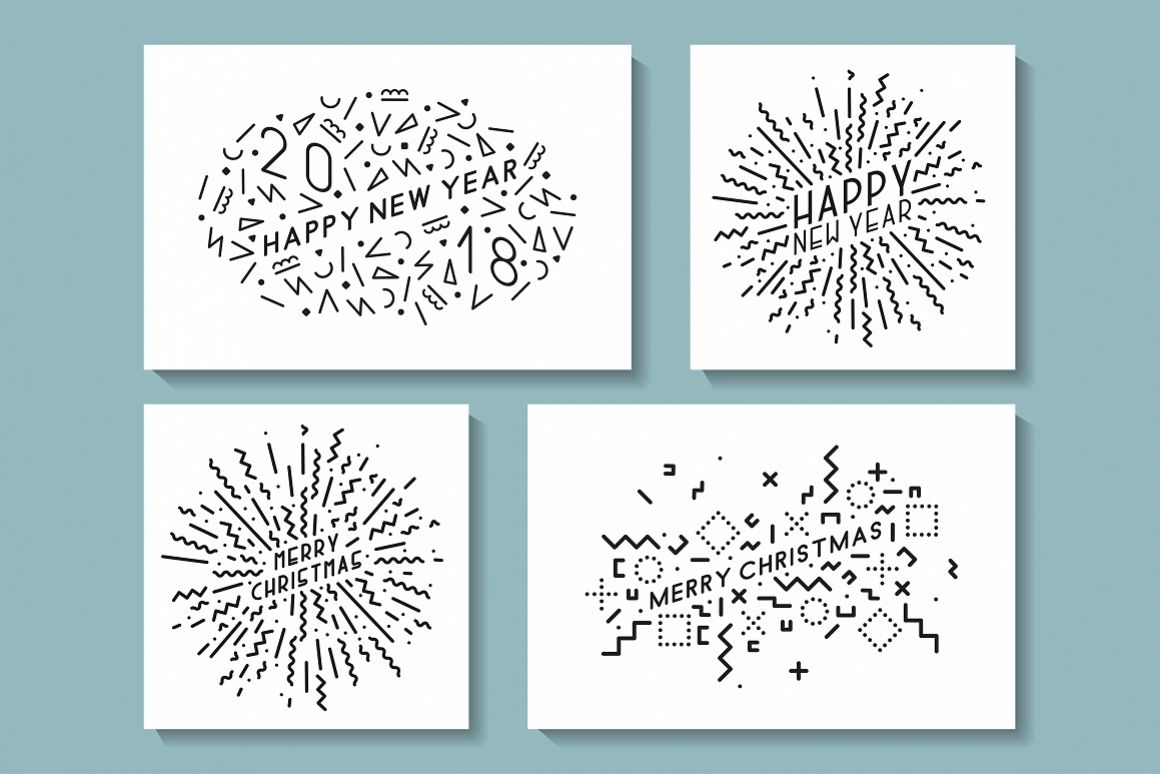 New Year cards in memphis style, 90s example image 1
