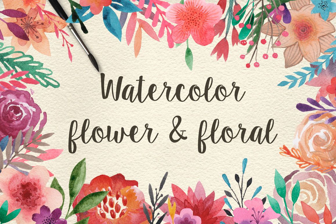 159 Watercolor flowers & florals example image 1