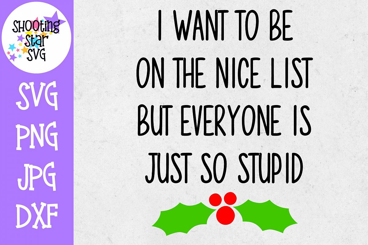 Want to be on Nice List Everyone is Stupid SVG - Christmas example image 1