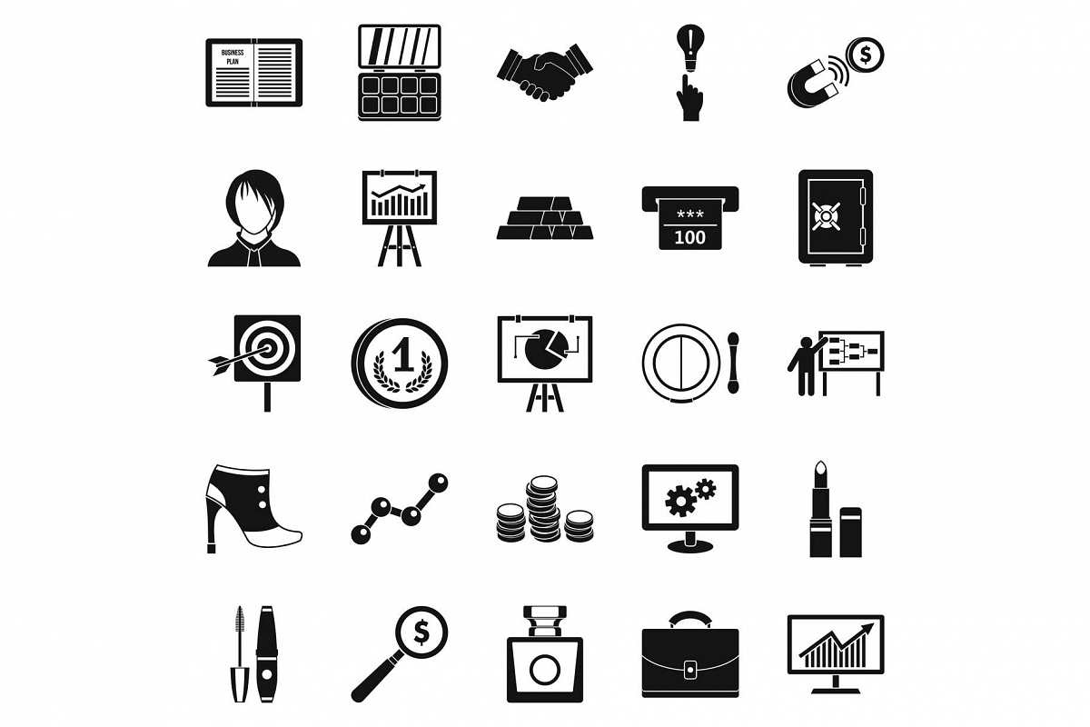 Symposium icons set, simple style example image 1