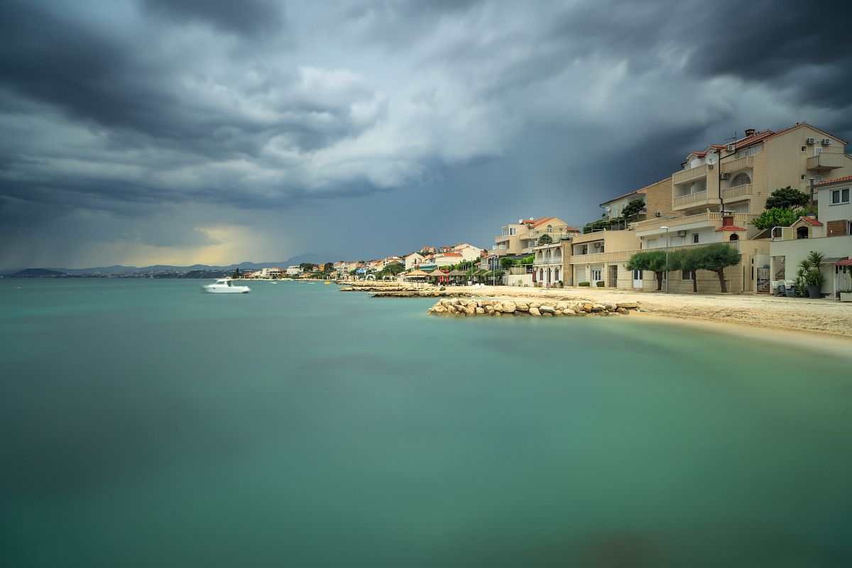 View on adriatic coast line before the storm in Croatia example image 1