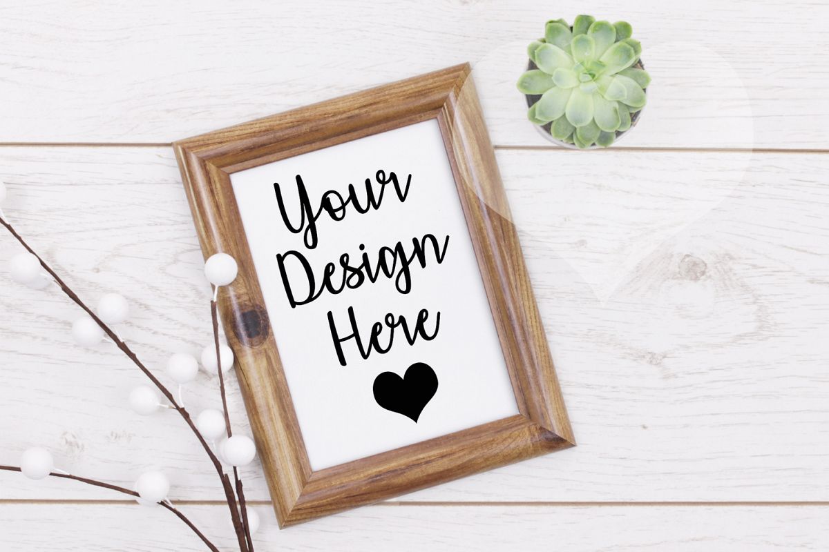 Styled Frame Mockup, Dark Oak Frame Mockup, Stock Photo example image 1