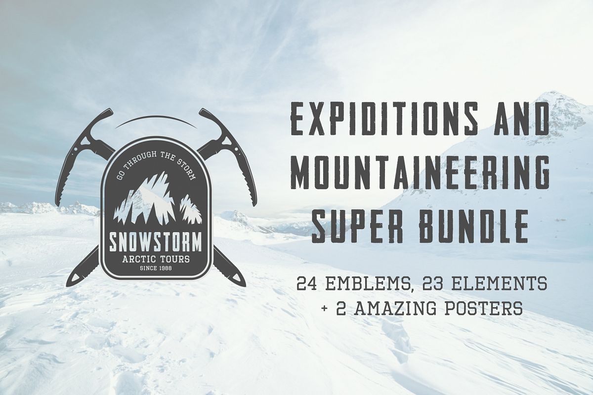 Winter vintage adventure emblems. example image 1