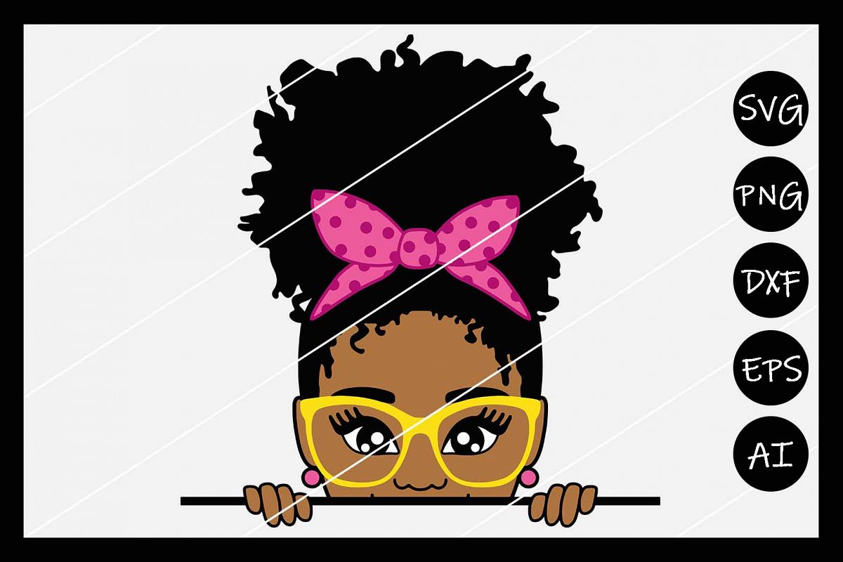 African American Afro Girl Puff SVG, Silhouette Cameo, Cut example image 1