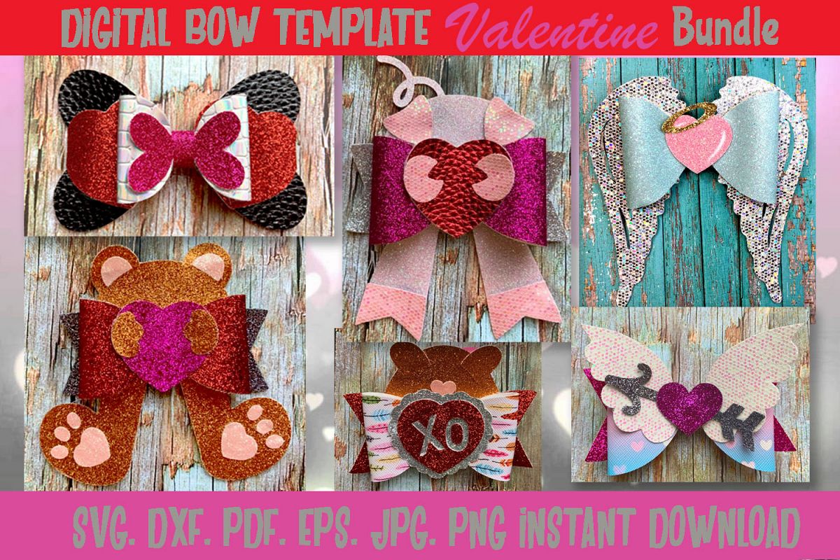 Download Valentine's Day Hair Bow Bundle. Svg.Dxf. Pdf. Eps. Jpg. Png