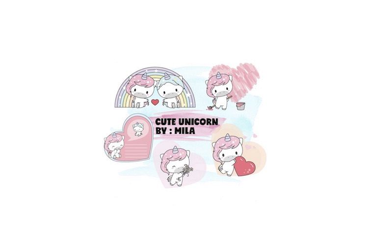 KAWAII UNICORN CLIPART BUNDLE PNG example image 1