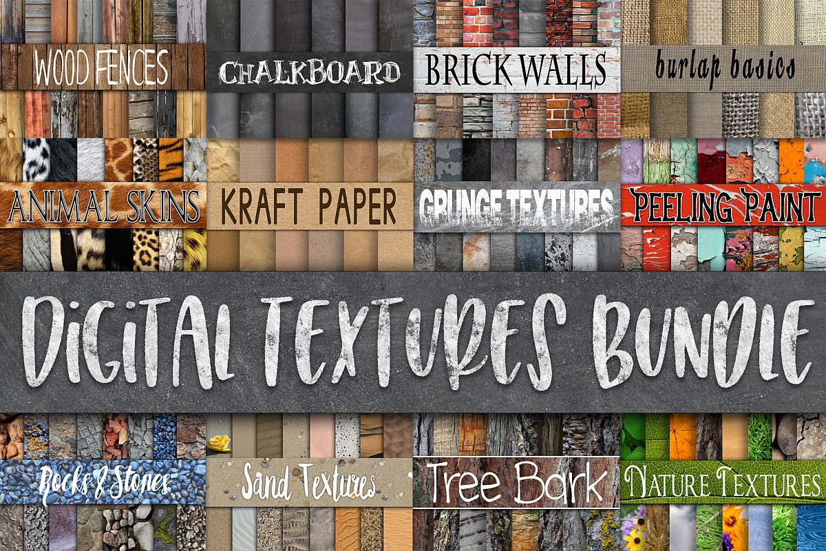 Digital Textures Bundle - Includes 180 Digital Papers example image 1